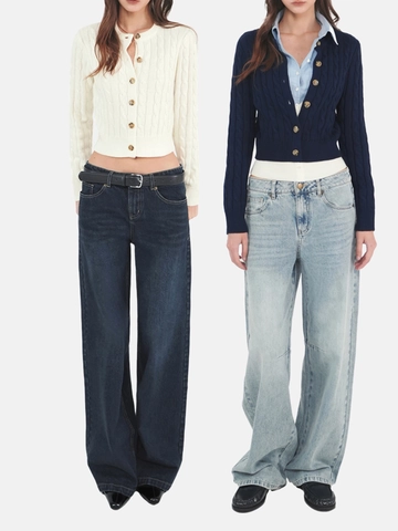 Women Cable Knit Cardigan Sweater Round Neck Wool Blend Slim Fit Cropped Long Sleeve Button Down Knitwear Casual