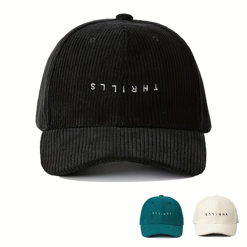 Corduroy Baseball Cap Umgekehrte THRILLS Stickerei Retro Gebogene Krempe Verstellbar Streetwear Hut