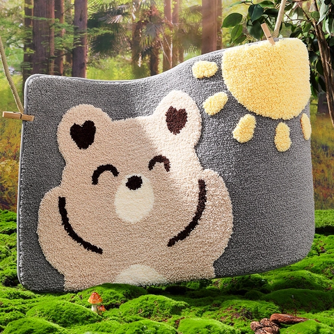 Cartoon Animal Bath Mat Super Absorbent Flocking Plush Floor Rug Non-Slip Quick Dry Washable For Bathroom Shower Doorway