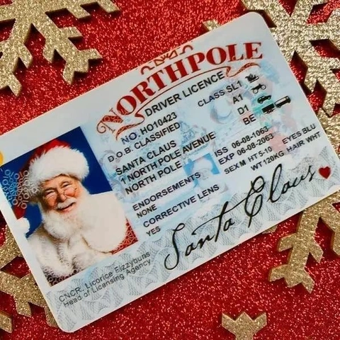 Santa Claus North Pole Driver Licence Novelty PVC Card Christmas Gift Lost Sleigh License For Kids Gag Toy
