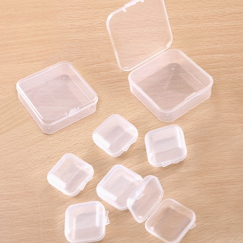 Mini Transparent Plastic Storage Case With Hinged Lid For Jewelry Earrings Earplugs Small Parts Dustproof Portable