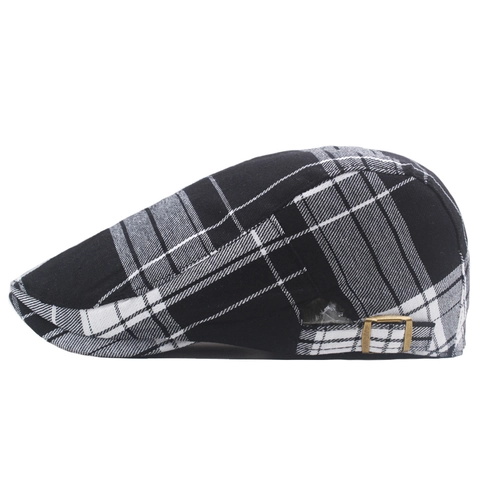 Coppia Piatta A Quadri Stile Britannico Retrò Berretto Da Strillone Cappello Ivy Con Fibbia In Metallo Regolabile Per Uomini Donne