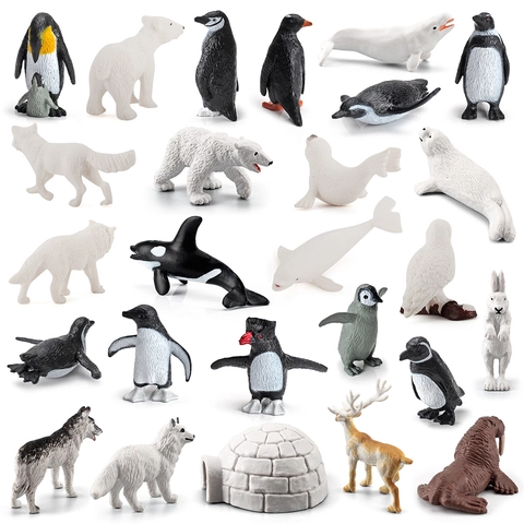 Realistic Polar Animal Figures Plastic Arctic Wildlife Models Penguin Polar Bear Seal For Education Home Decor