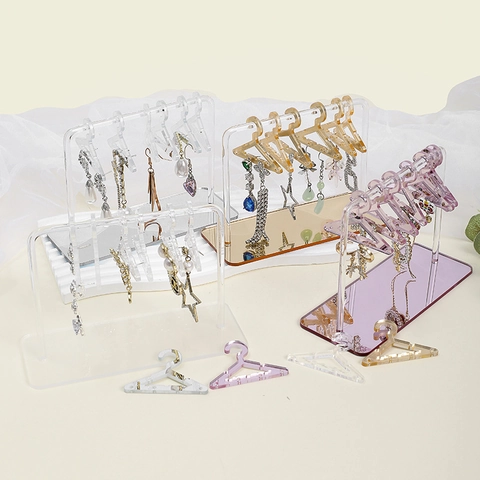 Acryl Ohrringständer Mini Kleiderbügel Schmuck Organizer Spiegelglanz Finish Desktop Deko Für Frauen