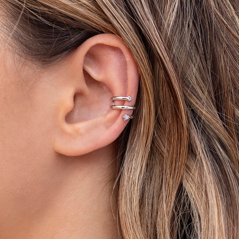 Stern Ohrmanschette Zweilagig Zirkon Kupfer Ohne Piercing Helix Clip Ohrringe Minimalistischer Luxusschmuck Für Damen