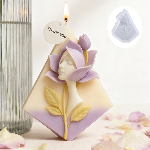 3D Gesicht Blume Silikonform DIY Relief Skulptur Für Kerze Seife Herstellung Heimdekoration Elegante Göttin Floral Handwerk Werkzeug