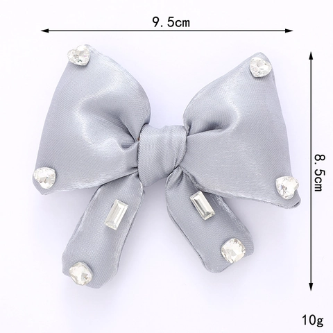 Satin Bowknot Decorative Patch Rhinestone Inlaid Soft Padded Applique For DIY Bag Clothing Hair Ornament Elegant Luxury