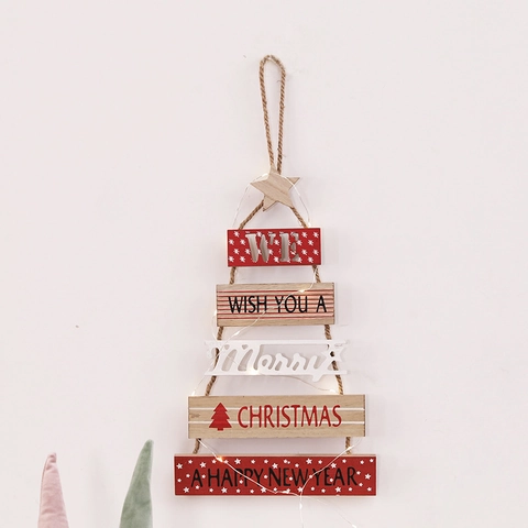 Decoración De Pared De Árbol De Navidad De Madera Con Cuerda De Cáñamo Estrella Letrero Festivo