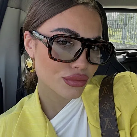 Retro Übergroße Quadratische Sonnenbrille Mit Metallscharnieren UV400 Schutz Vintage Mode Brille Für Damen Herren