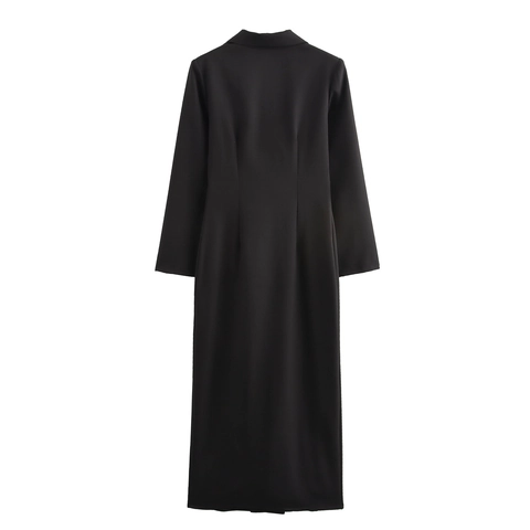 Trench-Coat Long Croisé Pour Femmes Ample Col Costume Boutons Dorés Épaulettes Style Urbain Veste