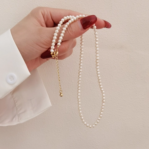 Freshwater Pearl Necklace For Women Copper Gold Plated Light Luxury Elegant Minimalist Daily Date Party Anniversary Jewelry Gift