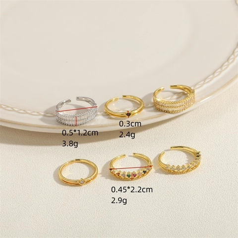 Bagues Ouvertes Ajustables Pour Femmes Cuivre Zircone Cubique Colorée Künstliche Perle Rétro Minimaliste Bijoux De Mode