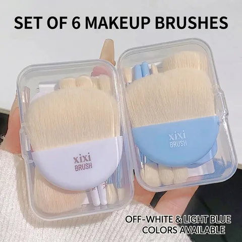Mini Tragbare Make-up-Pinsel Mit Transparenter Aufbewahrungsbox Bionische Wolle Weiche Borsten Reise Beauty Tools Gesicht