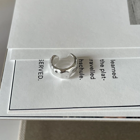 Polsino Orecchio Argento Sterling 925 Texture Fusa Irregolare Gioielli Moda Minimalista Eleganti Accessori Per Donne