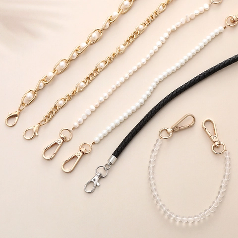 Catena Per Cellulare Con Perline Manico Per Borsa Perla Artificial Sintetica Cristallo Metallo Corda Intrecciata Accessorio DIY