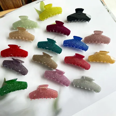 Large Hair Claw Clip Acrylic Resin Glitter Shimmer Shark Clip Elegant Retro Simple Non Slip Hair Accessory For Women