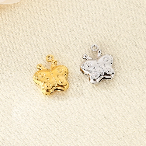 Ciondolo A Farfalla Acciaio Inossidabile Placcato Oro 18K Cavo 3D Piccolo Per Creazione Gioielli Fai Da Te