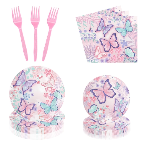 Articoli Per Feste Con Farfalle Rosa Piatti Di Carta Usa E Getta Bicchieri Tovaglioli Tovaglia Banner Decorazioni Di Compleanno