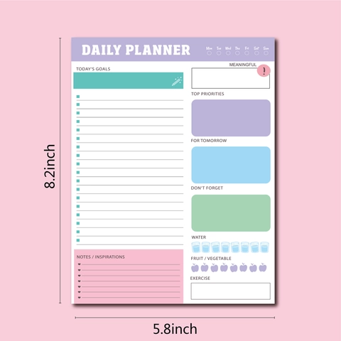 Blocco Note Pianificatore Giornaliero Carta Strappabile Calendario Monitoraggio Abitudini Gestione Del Tempo Obiettivi Minimalista
