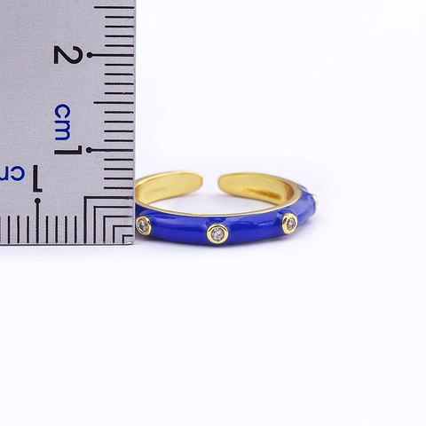 Mode Verstelbare Open Ring 18K Verguld Koper Met Emaille Druppelolie En Cubic Zirconia Inlay Voor Dames Sieraden
