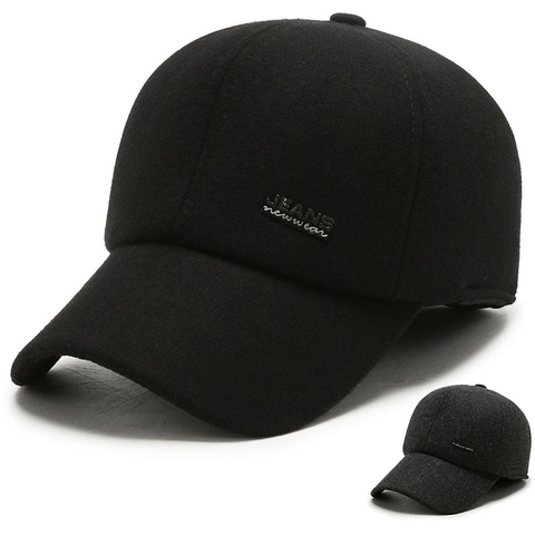 Cappellino Da Baseball In Lana Da Uomo Inverno Caldo Antivento Semplice Regolabile Cappello Sportivo Con Etichetta In Metallo