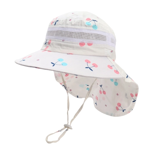 Kids Cartoon Animal Print Sun Hat With Neck Flap Breathable Cotton Wide Brim Fisherman Bucket Hat For Boys Girls Summer Beach Outdoor