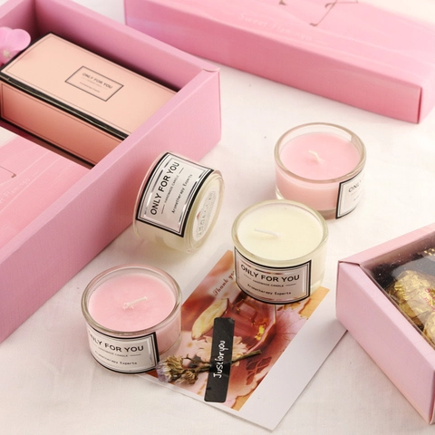 Aromatherapy Scented Candles Soy Wax Glass Cup Essential Oils Gift Packaging Home Fragrance Decoration Romantic Handmade
