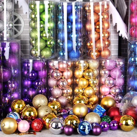 Juego de Bolas de Navidad de Plástico Irrompibles Brillantes Mates con Purpurina Bote para Decoración de Árbol de Navidad Ventana Fiesta Decoración Festiva