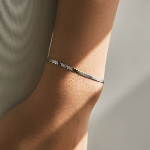Minimalistisches 925 Sterlingsilber Schlangenkette Armband Für Damen Elegante Flache Kette Schmuck Geschenk Für Sie