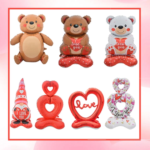 Valentine's Day Foil Balloons Romantic Heart Lip Shape Mylar Balloon For Wedding Anniversary Birthday Party Decoration Cute Bear Gnome Cartoon Aluminum Film
