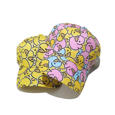 Cute Little Yellow Duck Print Baseball Cap Polyester Curved Brim Adjustable Sun Hat For Women Outdoor Fashion