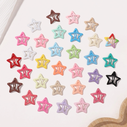 Kids Y2K Star Hair Clips Candy Color Star Shaped Snap Hair Clips Plastic Resin Hairpins For Girls Sweet Hair Accessories