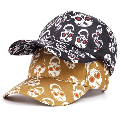Gorra De Béisbol Estampado Calavera Ojos Rojos Algodón Halloween Estilo Punk Ajustable Sombrero De Sol