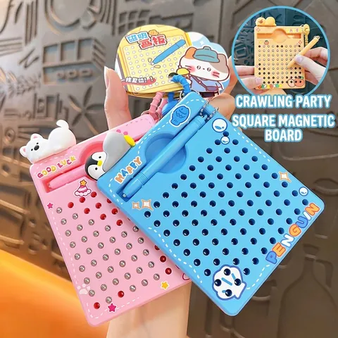 Creative Magnetic Drawing Board Keychain Stress Relief Educational Toy Cartoon Cat Capybara Bag Pendant For Kids Gifts