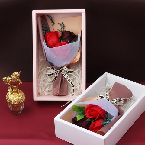Handmade Soap Rose Flower Bouquet Artificial Floral Gift Box For Birthday Mother's Day Valentine Anniversary Romantic Elegant
