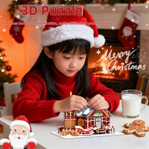 Christmas Advent Calendar Bracelet Gift Box For Girls DIY Charm Bracelet Kit With 3D Puzzle LED Light Holiday Jewelry Gift