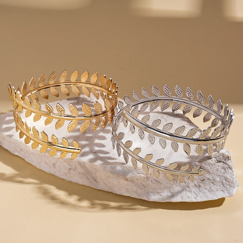 Leaf Arm Cuff Bangle Alloy Greek Roman Style Adjustable Branch Armlet Fashion Jewelry For Women Elegant Gift