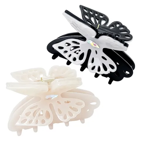 Molletta per Capelli in Acetato a Farfalla Design a Farfalla Svuotato Con Strass per Donna Accessori Moda Quotidiani