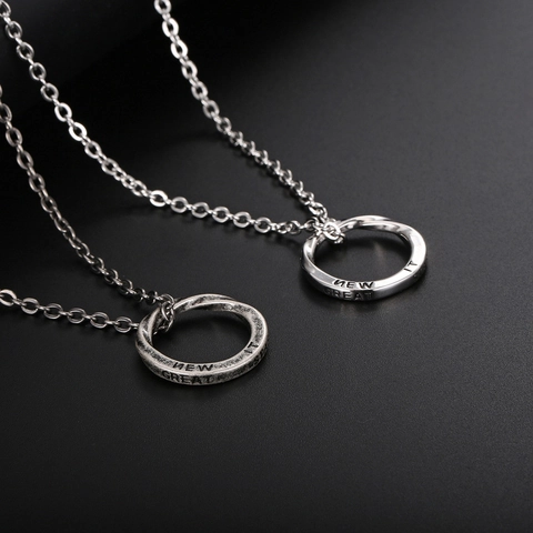 Μενταγιόν Κολιέ Mobius Ring Titanium Steel Retro Hip Hop Unisex Κοσμήματα Χαραγμένο Λουστρέ Αλυσίδα Αξεσουάρ