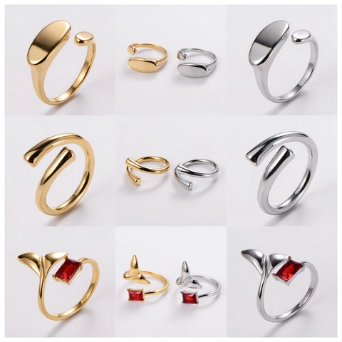 Adjustable Open Ring For Women 304 Stainless Steel Minimalist Geometric Daily Jewelry Style Elegant Fashion Accessory