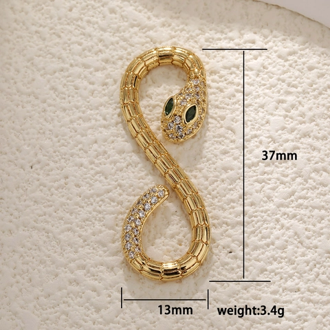 Snake Pendant Charm Copper Gold Plated Zircon Inlaid DIY Jewelry Making Animal Style Fashion Necklaces Accessory