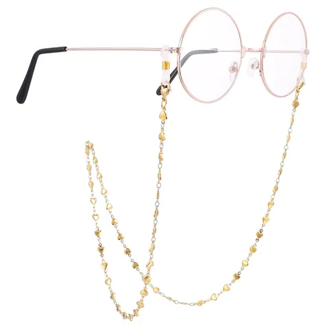 Heart Shaped Titanium Steel Glasses Chain Anti Slip Eyewear Strap For Women Elegant Sunglasses Holder Necklace