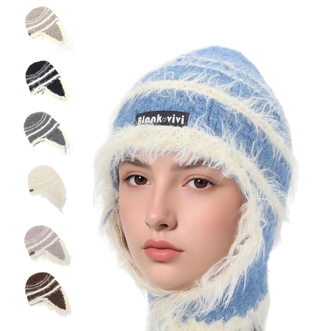 Cappello Invernale Con Paraorecchie In Maglia Acrilica Foderato In Pelliccia Sintetica Antivento Caldo Stile Retrò Unisex
