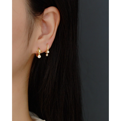 Teardrop Huggie Hoop Ohrringe 925 Sterling Silber Zirkonia Eingelegt Minimalistisch Geometrisch Wassertropfen Schmuck
