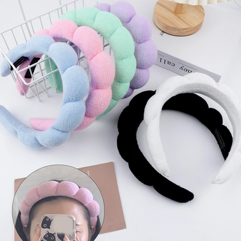 Padded Sponge Cloud Headband Terry Cloth Bubble Hairband For Face Washing Skincare Makeup Spa Non Slip For Women