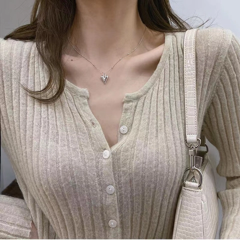 Hart Hanger Ketting Legering Titanium Staal Satelliet Ketting Elegante Sieraden Voor Dames