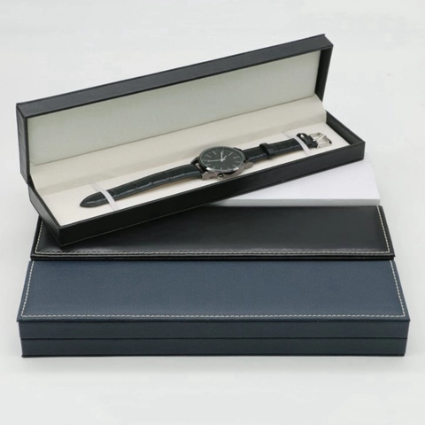 Scatola Porta Orologi Rettangolare Pelle PU Organizzatore Per Gioielli E Bracciali Con Fodera In Velluto E Cuciture