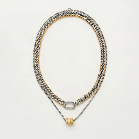 Collana Miami Cuban Acciaio Inossidabile Placcato Oro 18K Bicolore Catena Spessa Punk Hip Hop Industriale Gioielli Per Donna Uomo