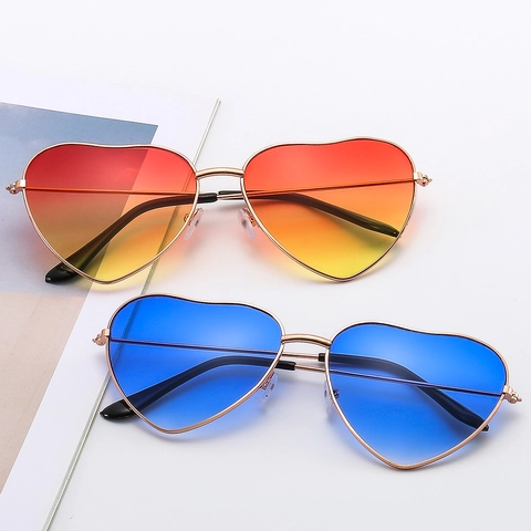 Occhiali Da Sole A Forma Di Cuore Retro Montatura In Metallo Lenti Sfumate Per Donna Moda Festa Tendenza UV400
