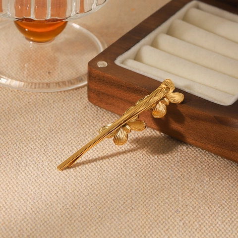 Molletta Per Capelli A Farfalla Placcata Oro 18K Acciaio Inossidabile Doppia Farfalla Fermaglio Elegante Accessorio Donne